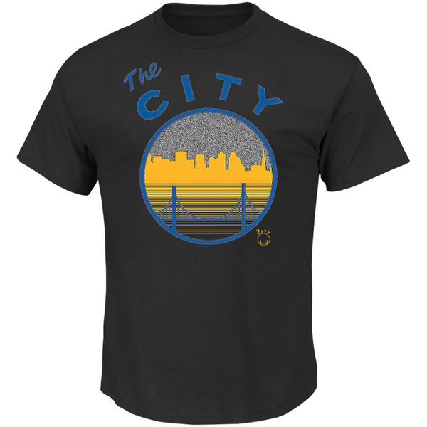 NBA Men Golden State Warriors Majestic Reflective Skyline Tee Black->nba t-shirts->Sports Accessory